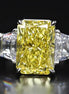 9 Carat Fancy Vivid Yellow Radiant Cut Lab Diamond Three Stones Ring