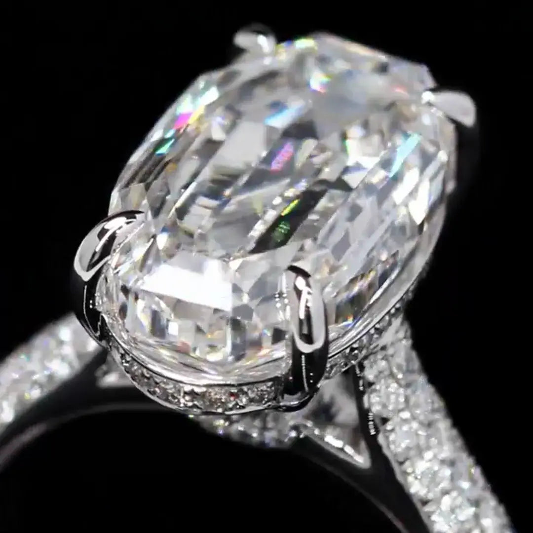 Affordable Luxury Jewelry 6.66 Carat Antique Oval Cut Lab Grown Diamond Engagement Ring