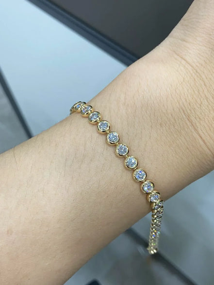 Affordable Luxury Jewelry Bezel Round Lab Grown Diamond Tennis Bracelet