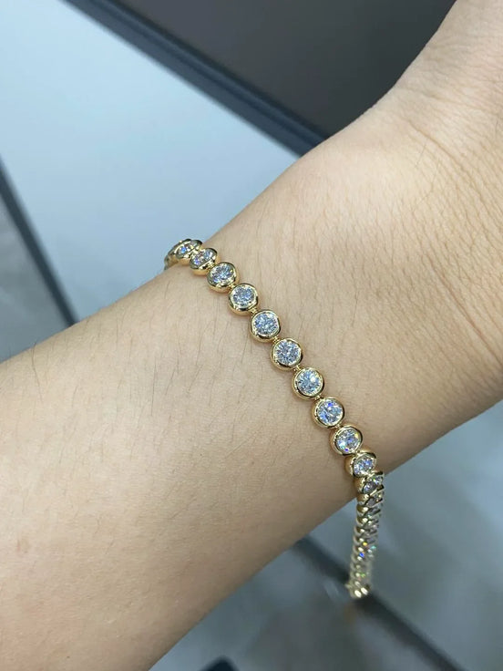Affordable Luxury Jewelry Bezel Round Lab Grown Diamond Tennis Bracelet