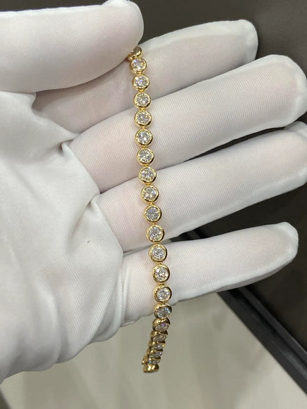 Affordable Luxury Jewelry Bezel Round Lab Grown Diamond Tennis Bracelet
