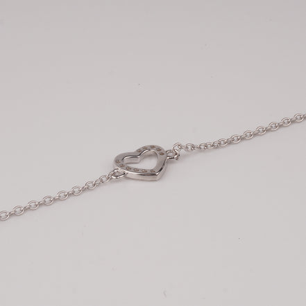 Minimal Heart Circle Silver Bracelet