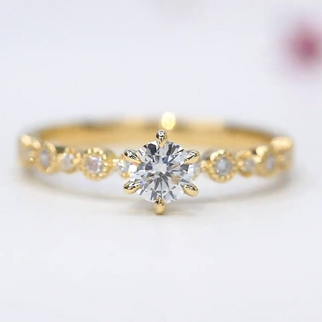 Affordable Luxury Jewelry Dainty Round Lab Diamond Promise Ring