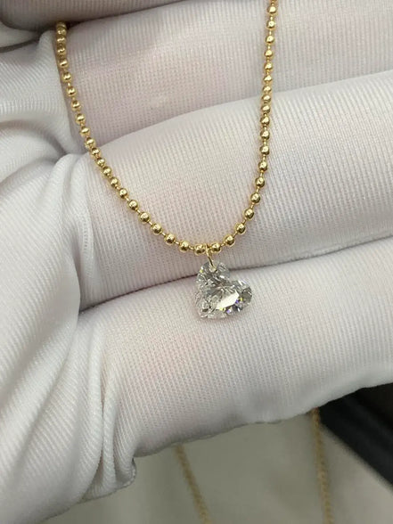 Affordable Luxury Jewelry Drilled 1 Carat Heart Cut Lab Grown Diamond Pendant Solitaire Ball Necklace