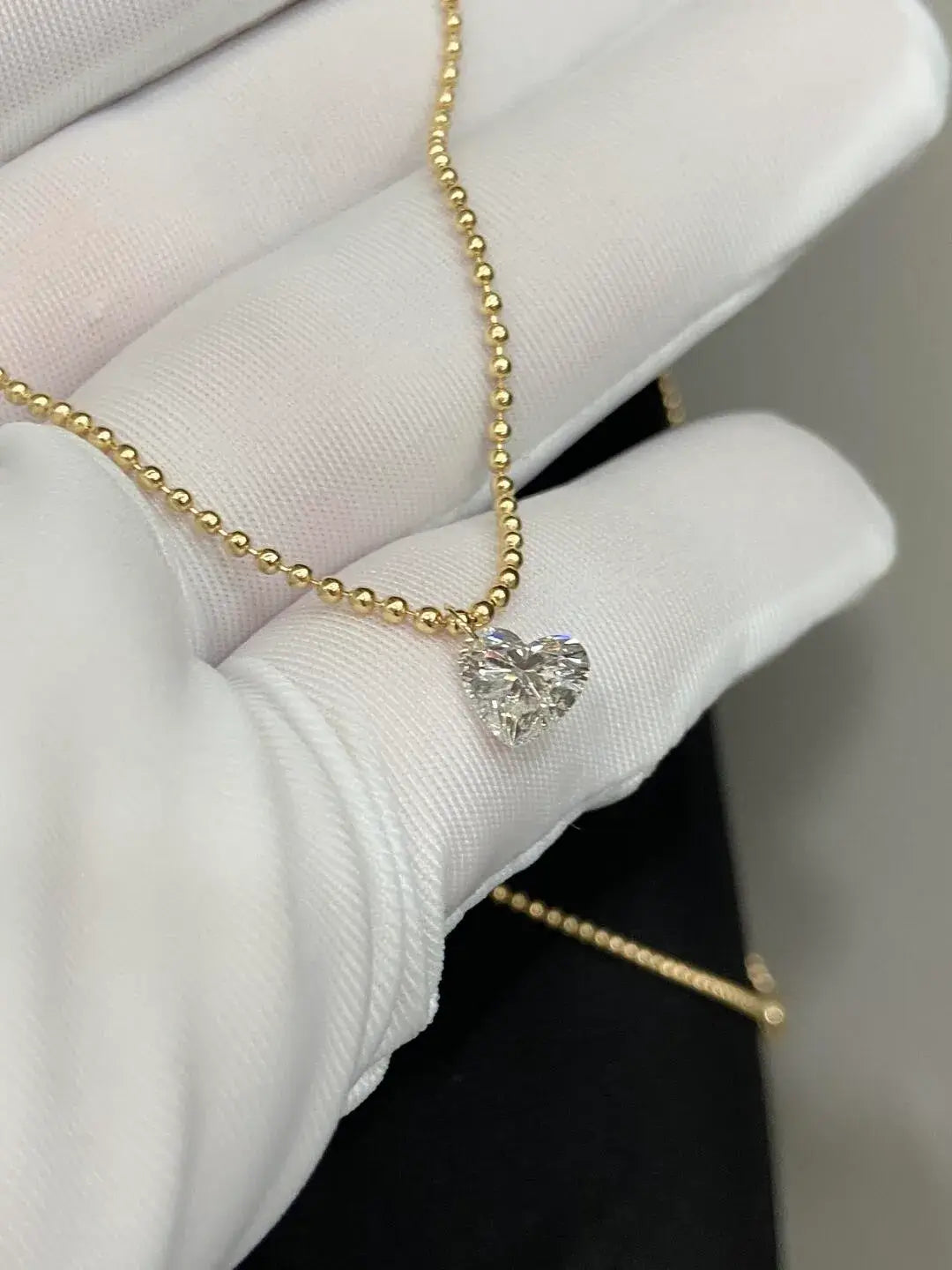 Affordable Luxury Jewelry Drilled 1 Carat Heart Cut Lab Grown Diamond Pendant Solitaire Ball Necklace