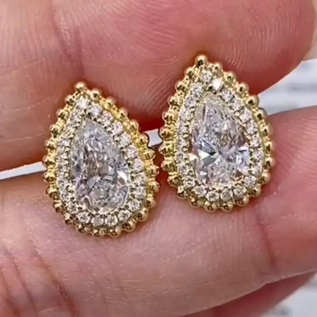 Affordable Luxury Jewelry Unique Pear Cut Lab Diamond Teardrop Stud Earrings (2.00 Ct. Tw.)