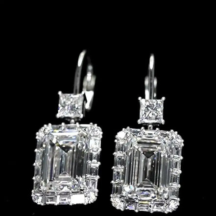 Affordable Luxury Jewelry Emerald-Cut Lab Grown Diamond Drops Earrings