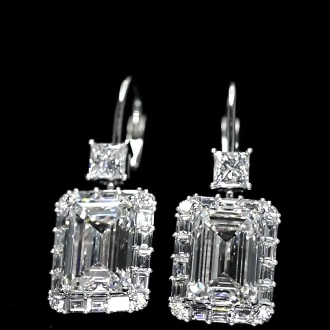 Affordable Luxury Jewelry Emerald-Cut Lab Grown Diamond Drops Earrings