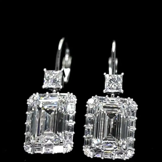 Affordable Luxury Jewelry Emerald-Cut Lab Grown Diamond Drops Earrings