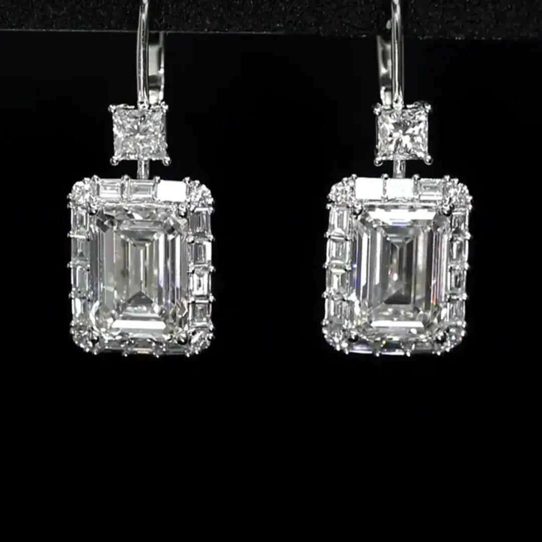 Affordable Luxury Jewelry Emerald-Cut Lab Grown Diamond Drops Earrings