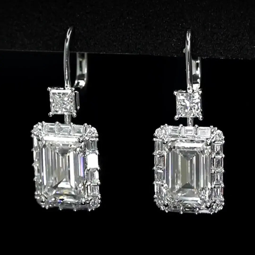 Affordable Luxury Jewelry Emerald-Cut Lab Grown Diamond Drops Earrings