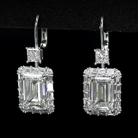 Affordable Luxury Jewelry Emerald-Cut Lab Grown Diamond Drops Earrings