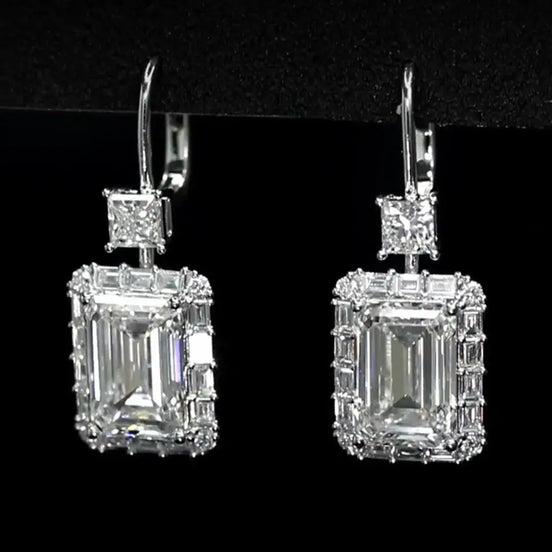 Affordable Luxury Jewelry Emerald-Cut Lab Grown Diamond Drops Earrings