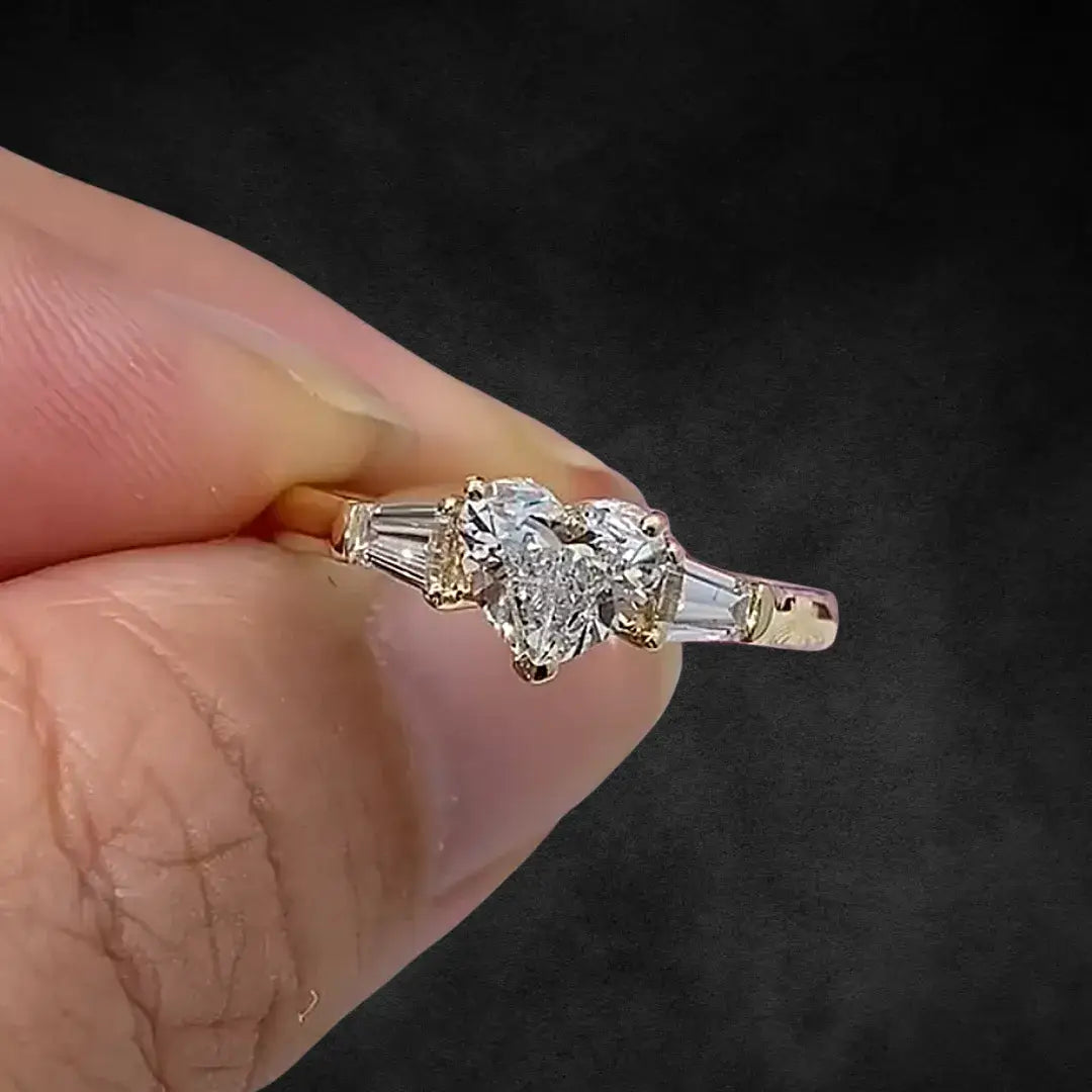 0.5 carat Heart Cut Lab Diamond Three Stones Ring Engagement Ring