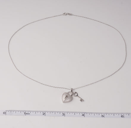 Eternal Heart Lock & Key Pendant Necklace 925 Silver Accessories Jewelry