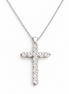 Eternal Cross Silver Pendant Necklace 925 Silver Moissanite Chips Jewelry