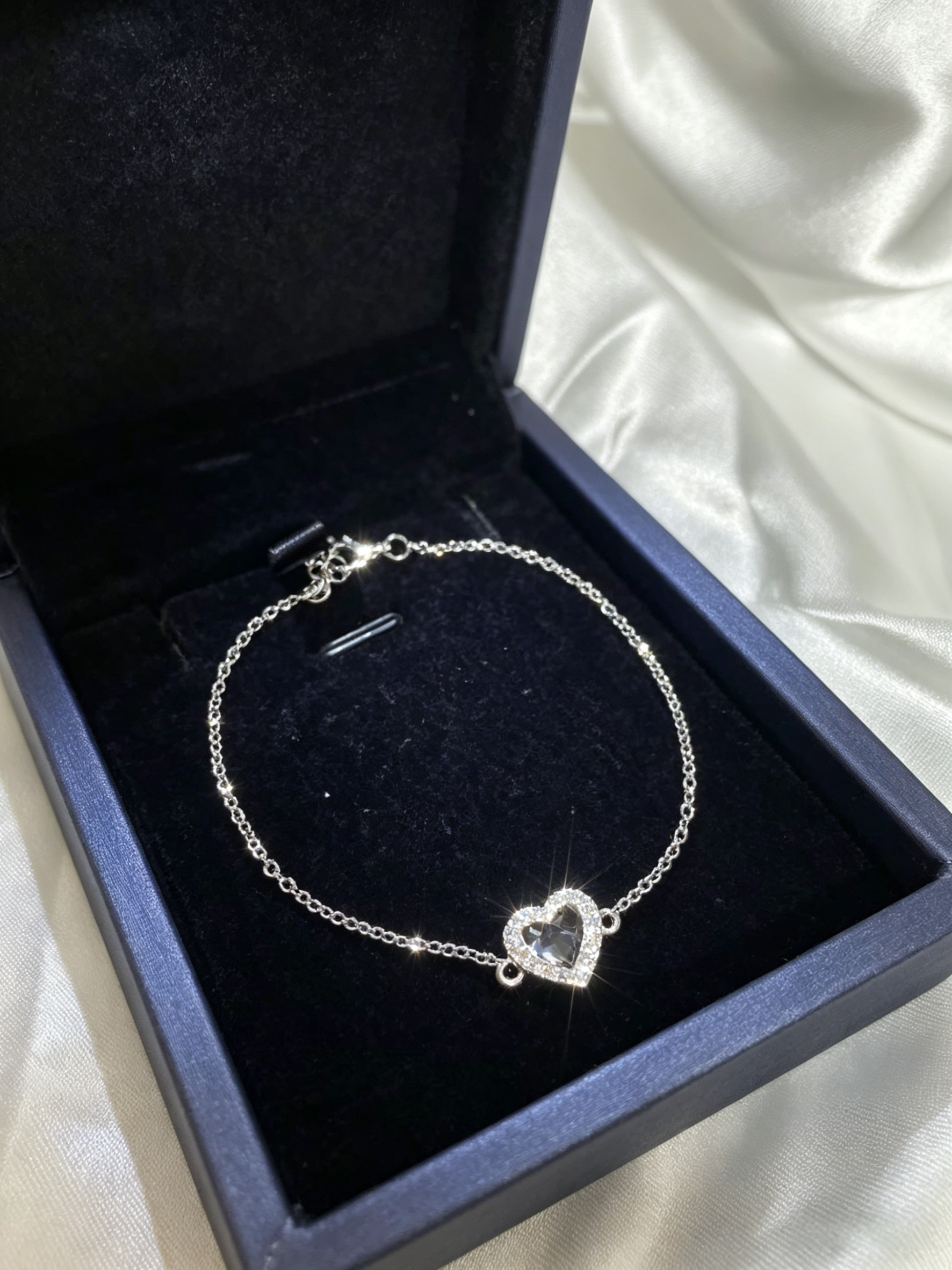 Minimal Heart Circle 925Silver Bracelet Jewelry