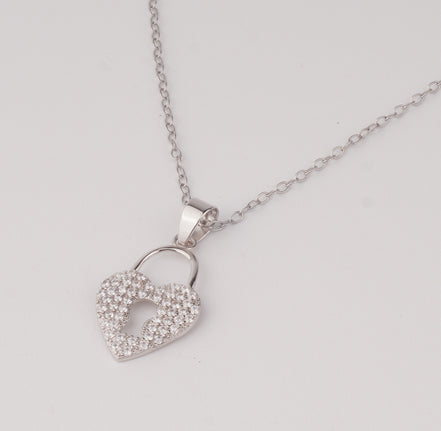 Eternal Heart Lock Pendant Necklace 925 Silver Jewelry