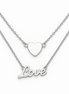 Duo Love & Heart Silver Pendant Necklace 925 Silver Necklace Jewelry