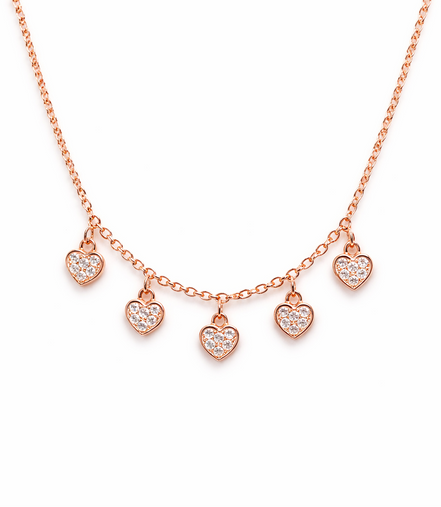 Minimal Quad Heart Silver Bracelet 925 Silver Rose Gold Plating Jewelry