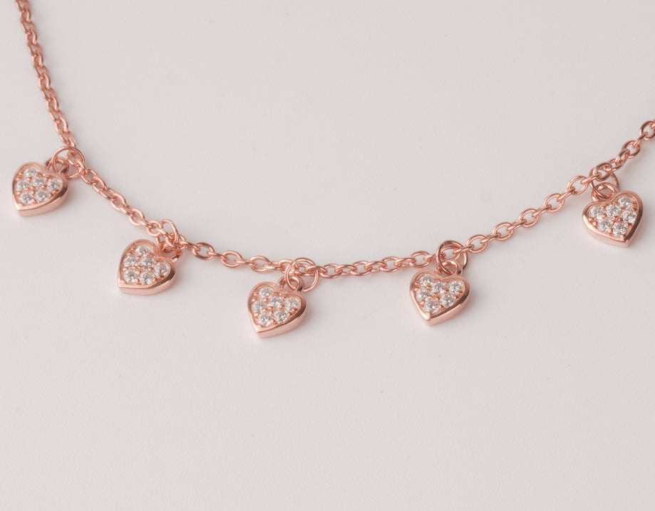 Minimal Quad Heart Silver Bracelet 925 Silver Rose Gold Plating Jewelry