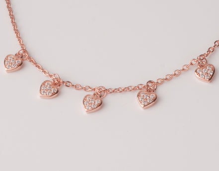 Minimal Quad Heart Silver Bracelet 925 Silver Rose Gold Plating Jewelry