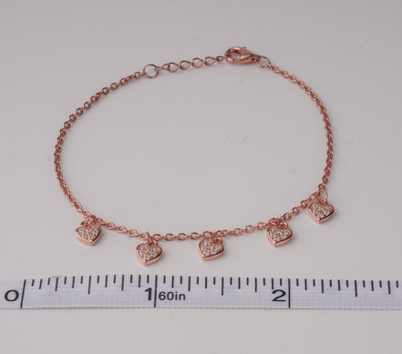 Minimal Quad Heart Silver Bracelet 925 Silver Rose Gold Plating Jewelry