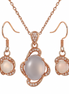 Radiant Oval Stone Pendant & Earrings Set Copper Jewelry