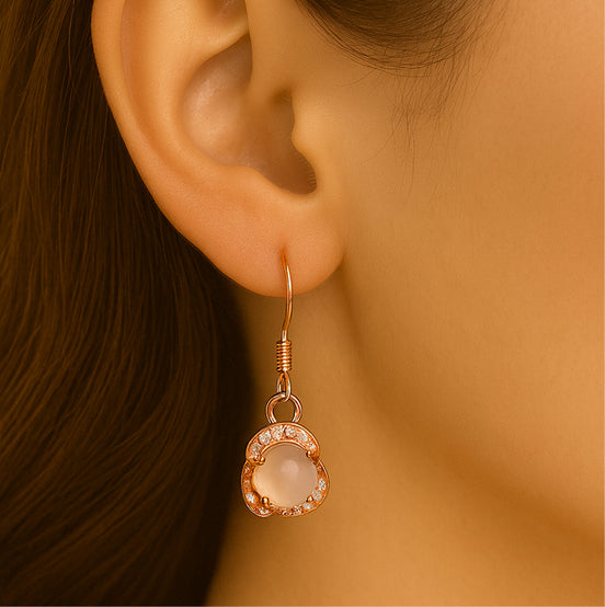 Radiant Oval Stone Pendant & Earrings Set Copper Jewelry