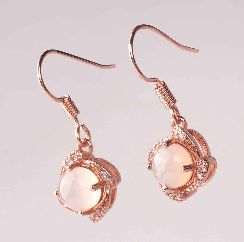 Radiant Oval Stone Pendant & Earrings Set Copper Jewelry