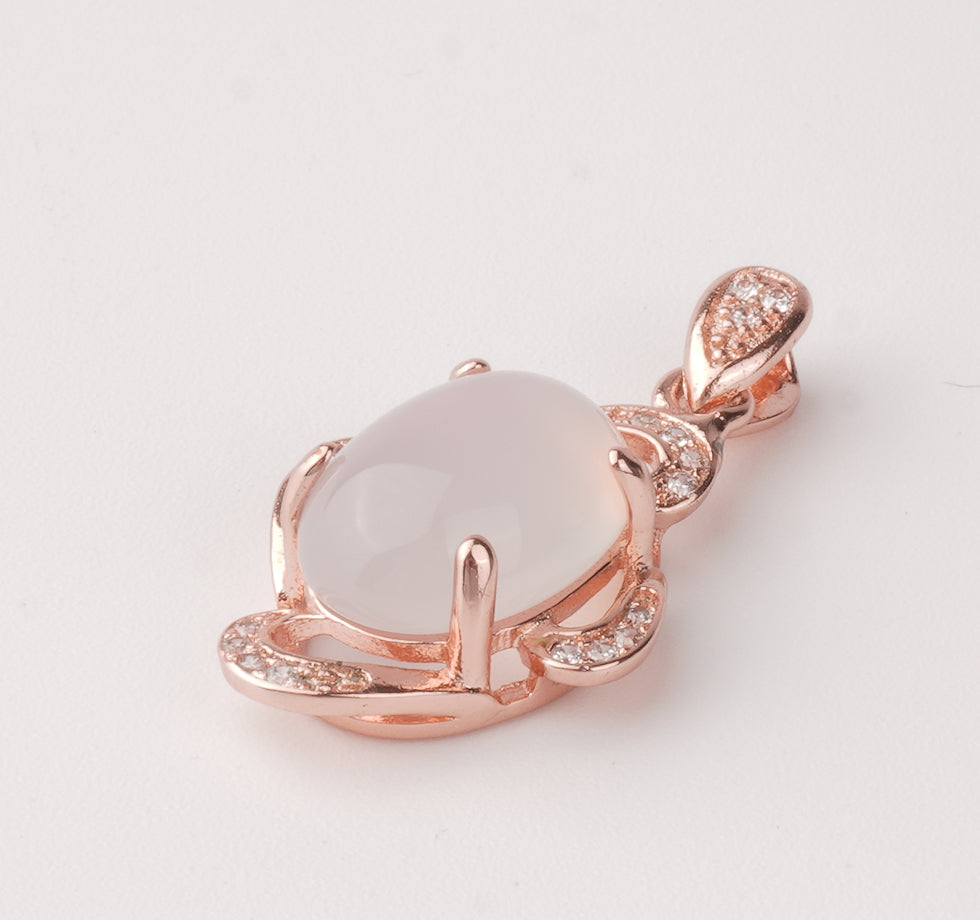 Radiant Oval Stone Pendant & Earrings Set Copper Jewelry