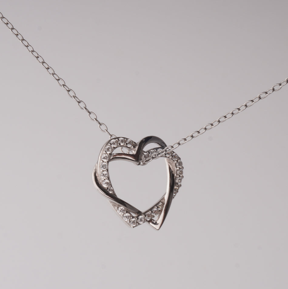 Eternal Love Silver Intertwined Heart Necklace Jewelry