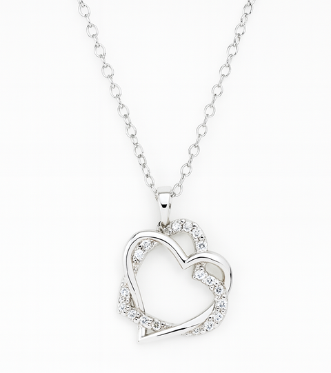 Eternal Love Silver Intertwined Heart Necklace Jewelry