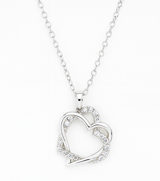 Eternal Love Silver Intertwined Heart Necklace Jewelry