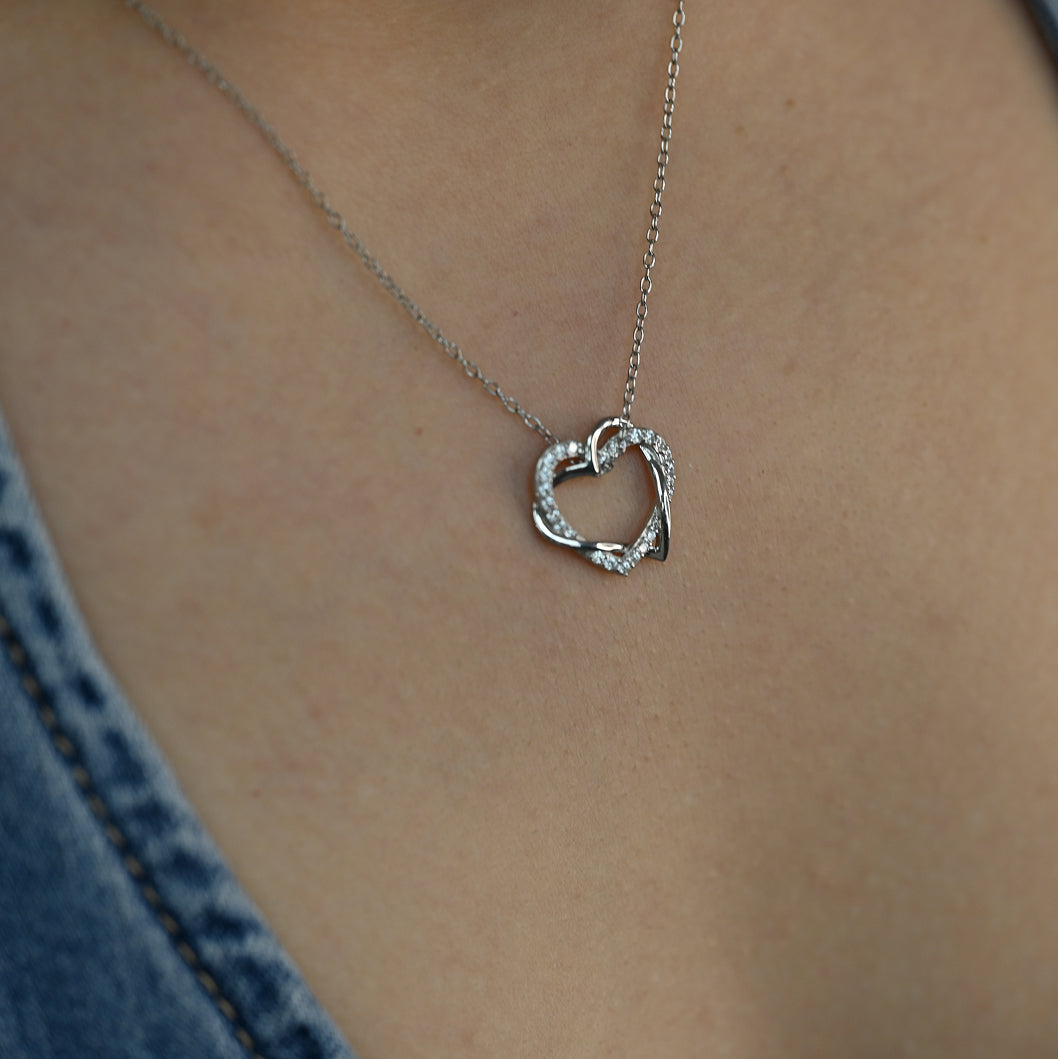 Eternal Love Silver Intertwined Heart Necklace Jewelry