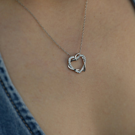 Eternal Love Silver Intertwined Heart Necklace Jewelry