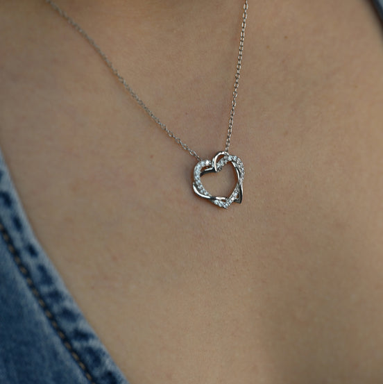Eternal Love Silver Intertwined Heart Necklace Jewelry
