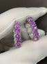 Affordable Luxury Jewelry Lab-grown Diamond and Purple Sapphire Hoop Earrings