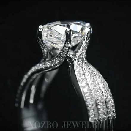 Affordable Luxury Jewelry 3 Carat Oval Lab Diamond Luxurious Ring with Pavé Band In 18K Gold