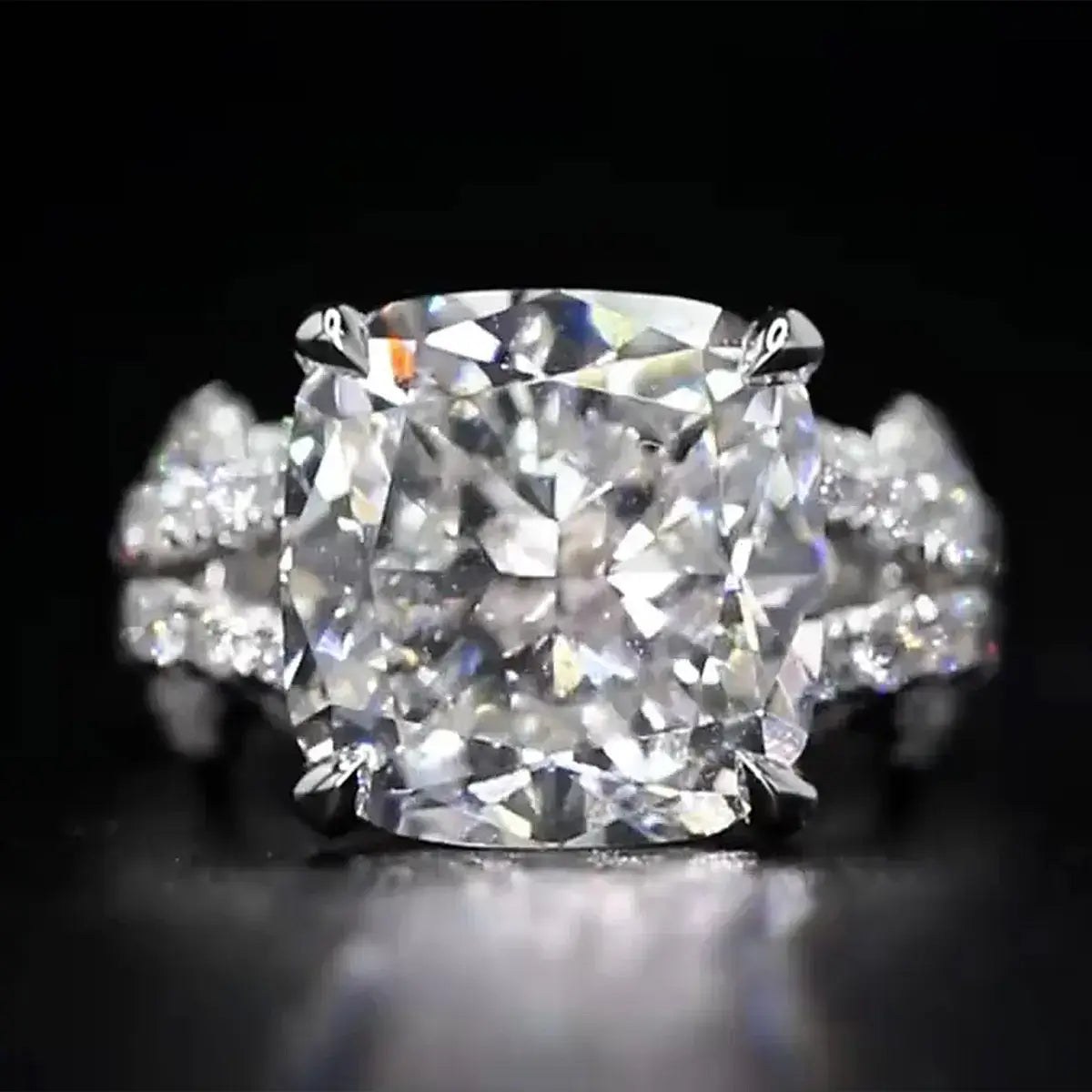 Luxurious 10 Carat Cushion Cut Lab Diamond Knot Ring
