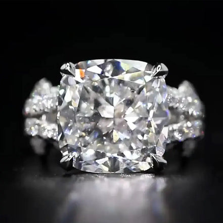Luxurious 10 Carat Cushion Cut Lab Diamond Knot Ring