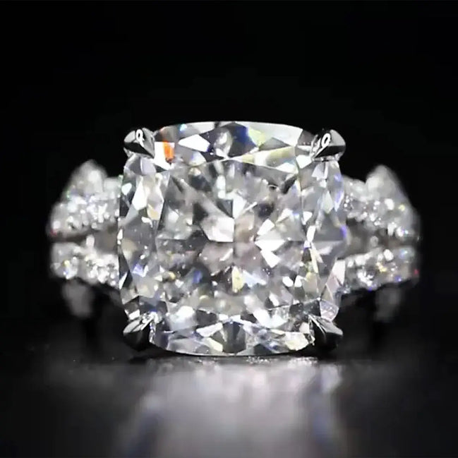 Luxurious 10 Carat Cushion Cut Lab Diamond Knot Ring