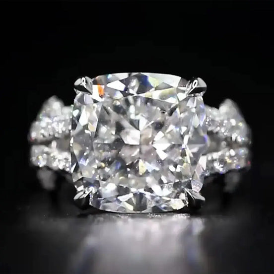 Luxurious 10 Carat Cushion Cut Lab Diamond Knot Ring