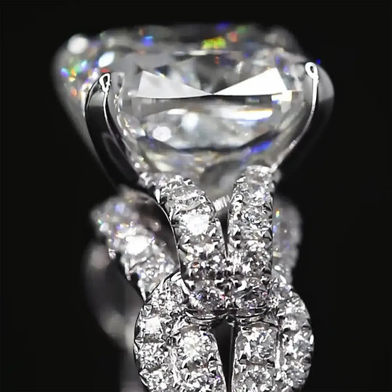 Luxurious 10 Carat Cushion Cut Lab Diamond Knot Ring