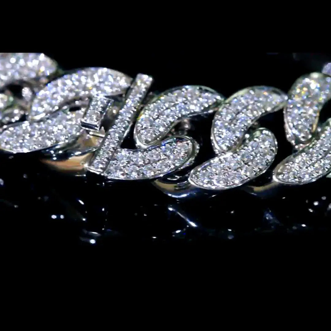 Affordable Luxury Jewelry 18K Gold Lab Grown Diamond Cuban Link Bracelet for Men
