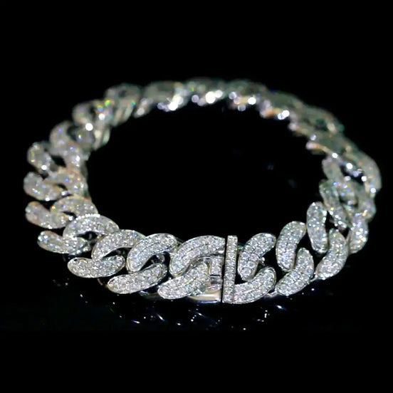 Affordable Luxury Jewelry 18K Gold Lab Grown Diamond Cuban Link Bracelet for Men