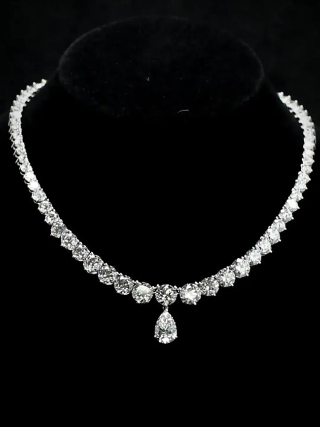 Affordable Luxury Jewelry Tennis Necklace Lab Grown Diamond 18K White Gold