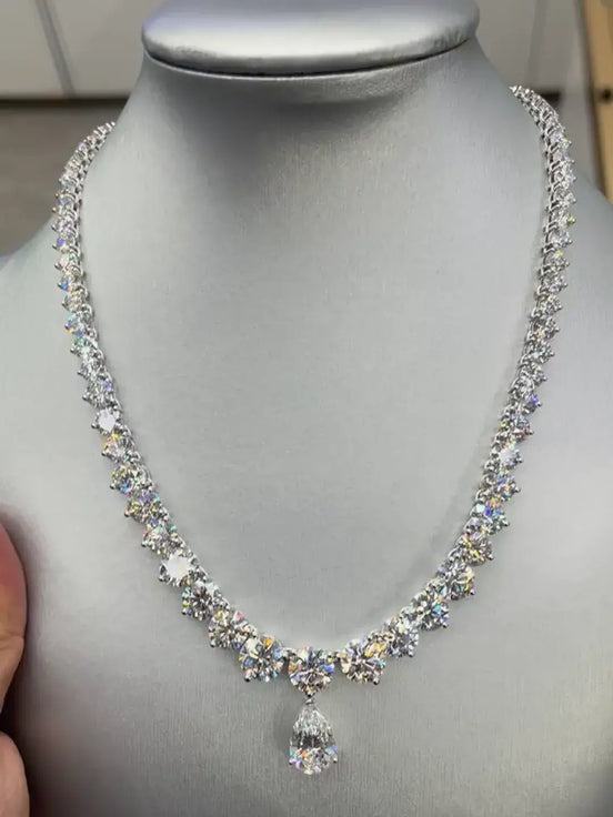 Affordable Luxury Jewelry Tennis Necklace Lab Grown Diamond 18K White Gold