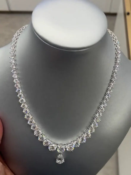 Affordable Luxury Jewelry Tennis Necklace Lab Grown Diamond 18K White Gold