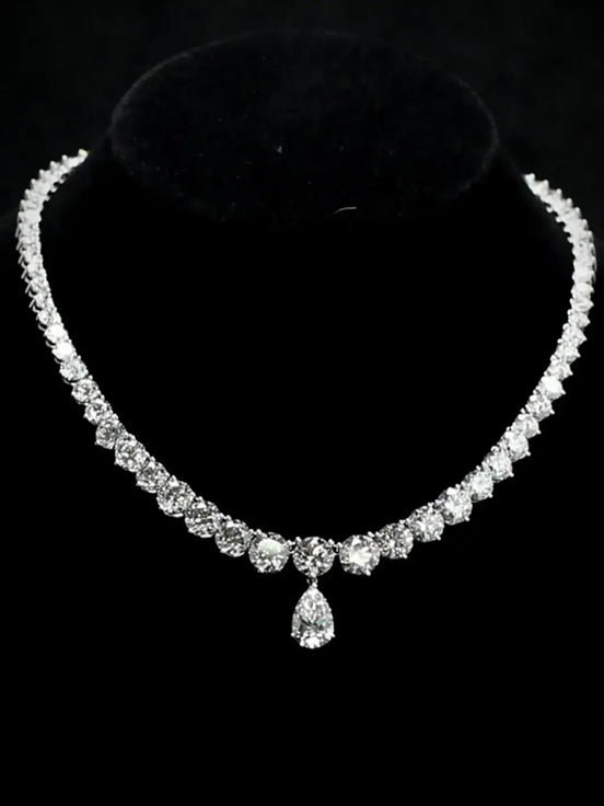 Affordable Luxury Jewelry Tennis Necklace Lab Grown Diamond 18K White Gold